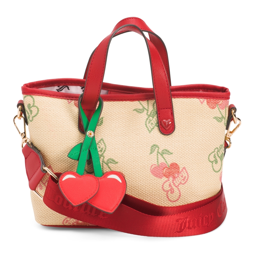 Juicy Couture Red Cherry Canvas Tote with Detachable Strap